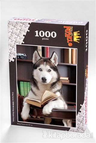 Kitap Okuyan Husky (1000 Parça) - Ahşap Puzzle Kitap Serisi - (KT09-M)