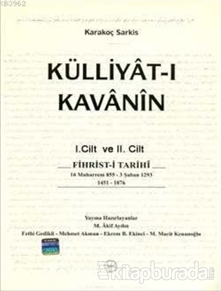 Külliyat-ı Kavanin (2 Cilt Takım) %15 indirimli Karakoç Sarkis