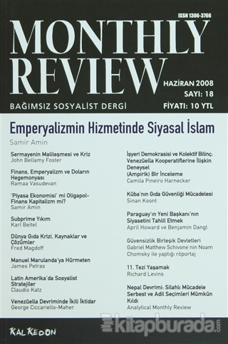 Monthly Review Bağımsız Sosyalist Dergi Sayı: 18 / Haziran 2008