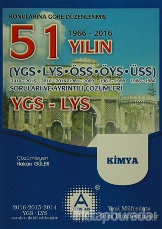 YGS - LYS Kimya 51 Yılın Çıkmış Soruları ve Ayrıntılı Çözümleri %15 in