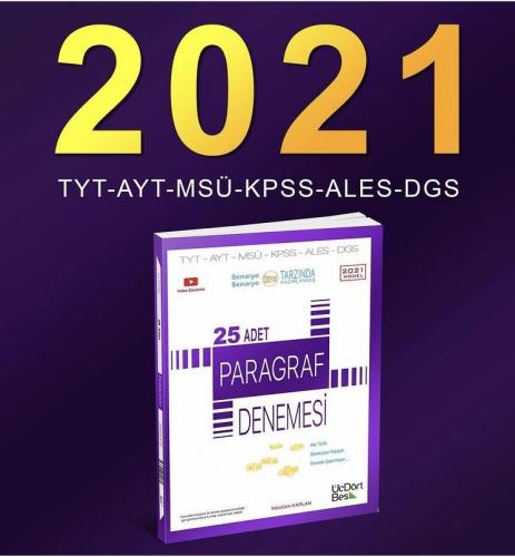 ÜçDörtBeş Yayınları 2021 Model Paragraf 25 Adet Denemesi