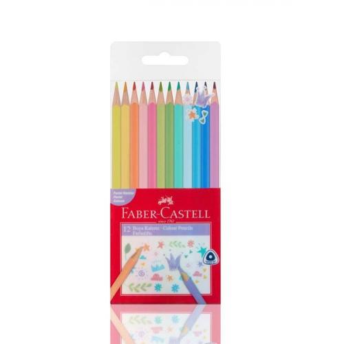 Faber-Castell 12 Pastel Renk Üçgen Boya Kalemi