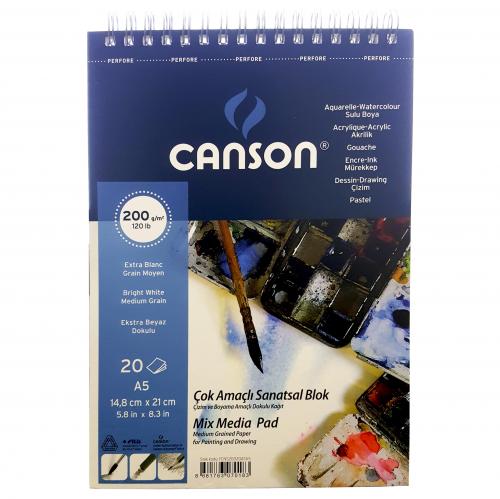 Canson Mix Media Pad Çok Amaçlı Resim Defteri (A5) 200gr 20 Sayfa