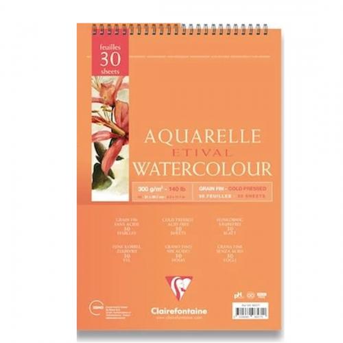 Claırefontaine Aquarelle Watercolour A3 30 Sayfa Üstten Spiralli Sulub