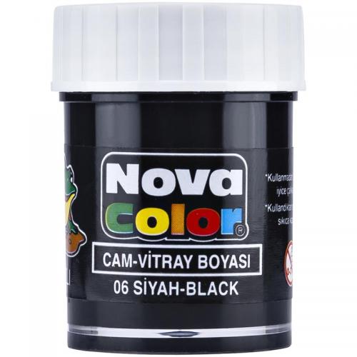 Nova Color Su Bazlı Cam Boyası Siyah 12 li Paket Nc-154