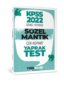 Yediiklim Yayınları 2022 KPSS Sözel Mantık Çek Kopart Yaprak Test