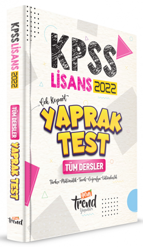 Yeni Trend 2022 KPSS Genel Yetenek Genel Kültür Lisans Yaprak Test Çek