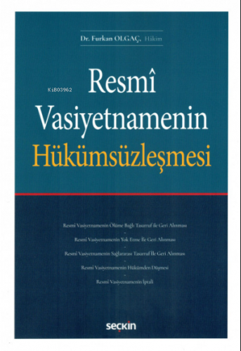 Resmî Vasiyetnamenin Hükümsüzleşmesi - Kitapiks.com