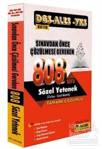 2018 DGS ALES YKS Sınavdan Önce Çözülmesi Gereken 808 Sözel Yetenek Çözümlü