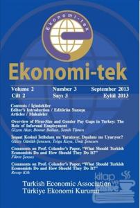 Ekonomi-tek Volume / Cilt: 2 No: 3 September / Eylül 2013