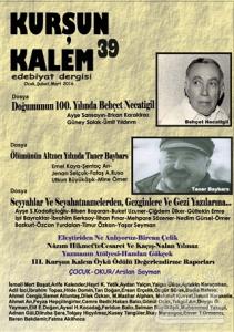 Kurşun Kalem Üç Aylık Edebiyat Dergisi Sayı: 39 Ocak-Şubat-Mart 2016
