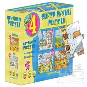 Mevsimler 4'ü Bir Kutuda Süper Renkli Puzzle