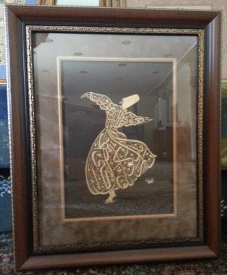 Mevlevi Derviş Şeklinde İstif Edilmiş Hüsn-i Hat Levha Gümüş Tura