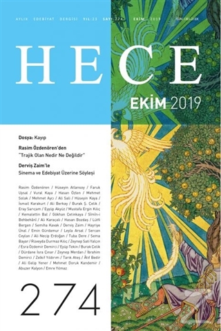 Hece Aylık Edebiyat Dergisi Sayı: 274 Ekim 2019 Kolektif