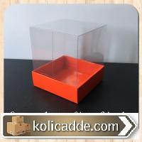 Altı Kırmızı Karton Şeffaf Kapaklı Asetat Kutu 9x9x10 cm Altı Kırmızı Karton Şeffaf Kapaklı Asetat Kutu 9x9x10 cm