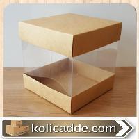 Asetat Kutu Altı Üst Kraft Karton Ortası Asetat 12x12x12 cm