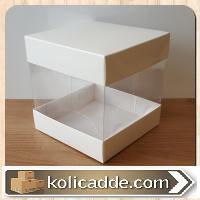 Asetat Kutu Altı Üst Beyaz Karton Ortası Asetat 12x12x12 cm