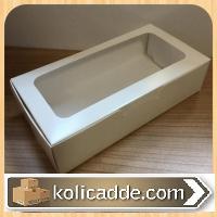 Alt Beyaz Karton Ortası Şeffaf Pencereli Asetat Kutu 20x10x5 cm.
