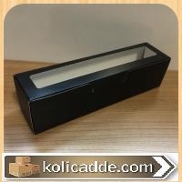 Şeffaf Pencereli Siyah Karton Kutu 5x20x5 cm.