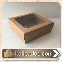 İki Parça Alt Kraft Karton Ortası Şeffaf Pencereli Asetat Kutu 15x15x5 cm. İki Parça Alt Kraft Karton Ortası Şeffaf Pencereli Asetat Kutu 15x15x5 cm.