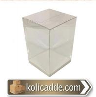 Altı Beyaz Ic Yükseltici Karton Üstü Asetat Kutu 6x6x12 cm