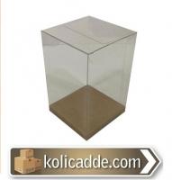Altı Kraft Ic Yükseltici Karton Üstü Asetat Kutu 6x6x14 cm