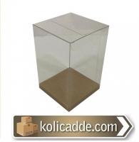 Altı Beyaz Ic Yükseltici Karton Üstü Asetat Kutu 5x5x10cm