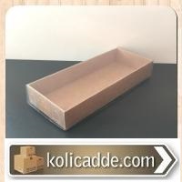 Altı Kraft Karton Üstü Asetat Kapaklı Kutu 6,5x16x2,5 cm