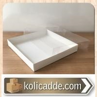 Asetat Kapaklı Beyaz Karton Kutu 20x20x3 cm Asetat Kapaklı Beyaz Karton Kutu 20x20x3 cm
