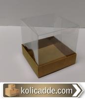 Altı Kraft Üstü Asetat Kapaklı Kutu 10x10x10 cm Altı Kraft Üstü Asetat Kapaklı Kutu 10x10x10 cm