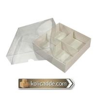 Asetat Kapaklı Beyaz Kutu 4 Bölmeli 20x20x3 Asetat Kapaklı Beyaz Kutu 4 Bölmeli 20x20x3