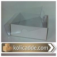 Asetat Kapaklı Beyaz Karton Kutu 9x9x7 cm