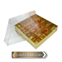Asetat Kapaklı Gold Kutu 16 Bölmeli 20x20x3