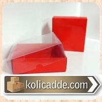 Asetat Kapaklı Kutu 9x9x3 cm Kırmızı