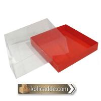 Asetat Kapaklı Altı Kırmızı Karton kutu 15x15x5 cm Asetat Kapaklı Altı Kırmızı Karton kutu 15x15x5 cm