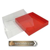 Asetat Kapaklı Altı Kırmızı Karton Kutu 20x20x5 cm