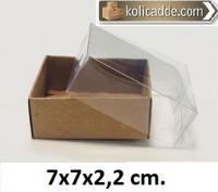 Alt Kraft Karton Kutu Üst Asetat 7x7x2,2 cm