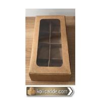 Altı Kraft 8 Bölmeli Asetat Pencereli Karton Kutu 20x10x5 cm