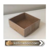 Şeffaf Kapaklı Kraft Kutu 5x5x2,2 cm.