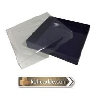 Asetat Kapaklı Altı Lacivert Karton Kutu 20x20x3 cm