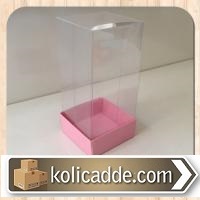 Asetat Kapaklı Pembe Kutu 6x6x10 cm.