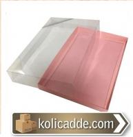 Asetat Kapaklı Pembe Kutu 26x40x6 cm