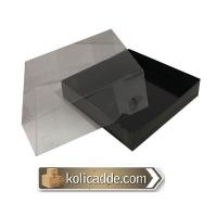 Asetat Kapaklı Altı Siyah Karton kutu 15x15x5 cm Asetat Kapaklı Altı Siyah Karton kutu 15x15x5 cm
