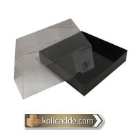 Asetat Kapaklı Altı Siyah Karton Kutu 20x20x5 cm Asetat Kapaklı Altı Siyah Karton Kutu 20x20x5 cm