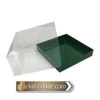 Asetat Kapaklı Altı Yeşil Karton kutu 15x15x10 cm