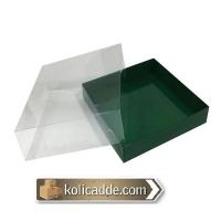 Asetat Kapaklı Altı Yeşil Karton kutu 15x15x5 cm Asetat Kapaklı Altı Yeşil Karton kutu 15x15x5 cm