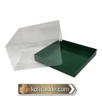 Asetat Kapaklı Altı Yeşil Karton Kutu 20x20x10 cm Asetat Kapaklı Altı Yeşil Karton Kutu 20x20x10 cm