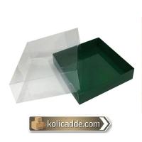 Asetat Kapaklı Altı Yeşil Karton Kutu 20x20x5 cm