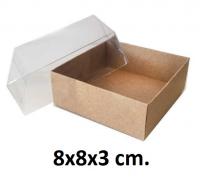 8x8x3 cm. Kraft Kutu Asetat Kapaklı