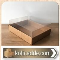 Kraft Karton Kutulu Asetat Kapaklı 12x15x5